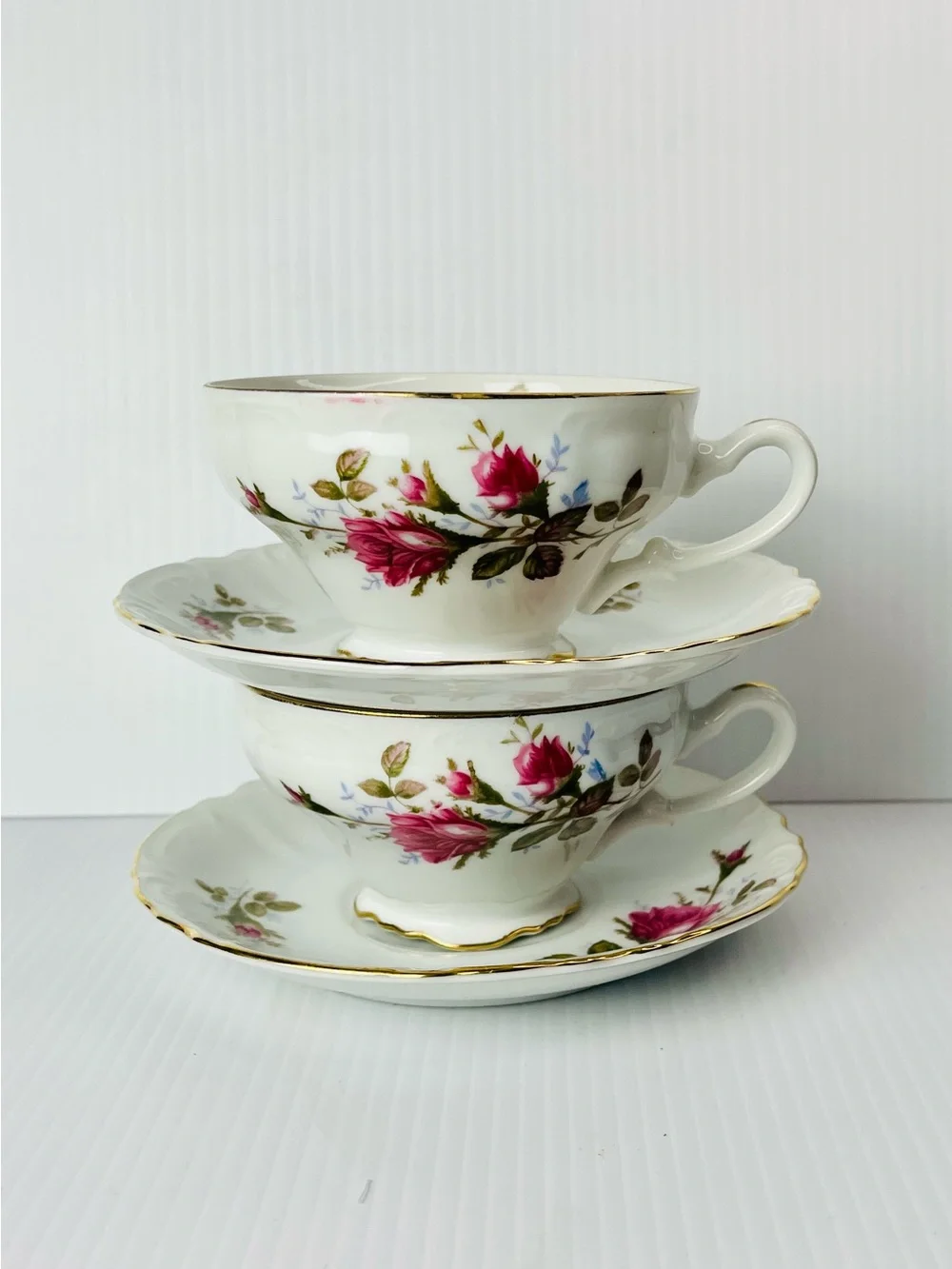 Set Of 2 Royal Rose Fine China Japan Tea Cup Saucer Sets